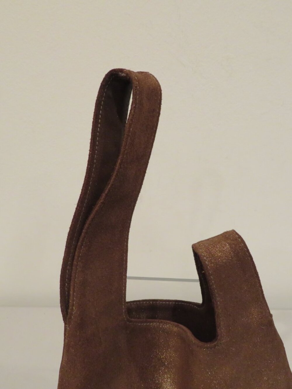 Kale Brown Suede Japanese Style Knot Wristlet Bag - Picture 2 of 12